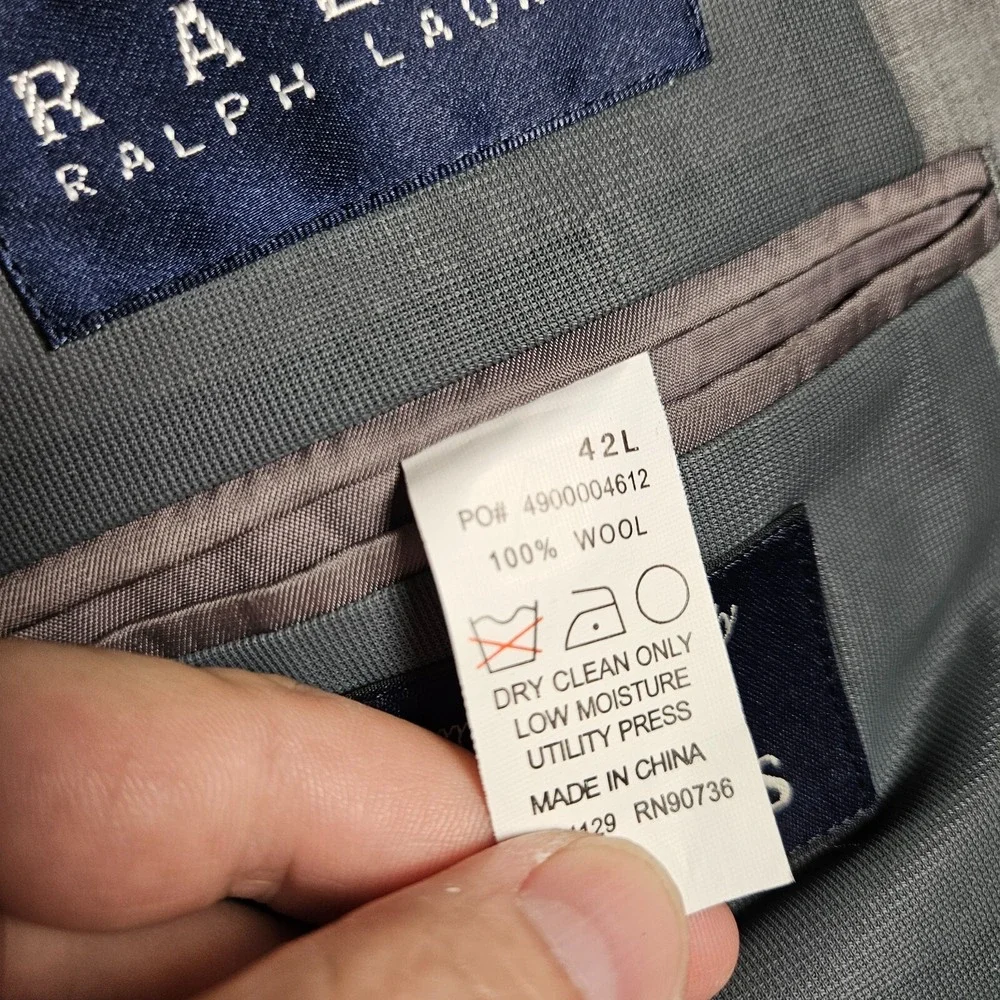 Ralph Lauren Wool Sport Coat Blazer Suit Jacket Lined Stretch‎ Mens 42L Gray